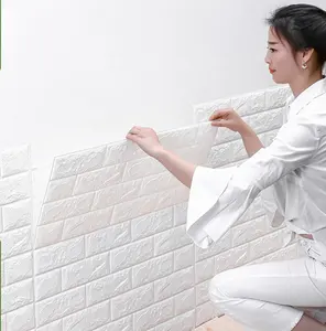 저렴한 벽지 판매 자기 접착 벽 타일 거품 벽돌 3d 벽지 벽 도매 홈 장식 따뜻한 컬러 벽지