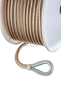Nylon dupla corda trançada docking linha âncora corda branca/cor do ouro personalizado logotipo corda marinha para barco