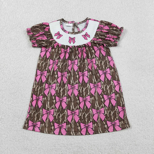 Vestido de Verano para Niñas Pequeñas al por Mayor con Lazos, Bordado y Estampado de Flores Pequeñas, Largo hasta la Rodilla - Product Image 2