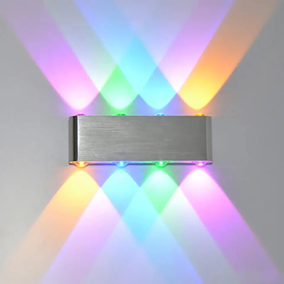 8W 입방체 RGB 위아래로 벽 조명 알루미늄 장식 벽 램프 AC100V/220V 실내 Dimmable 다채로운 조명 큐브 sconce 램프