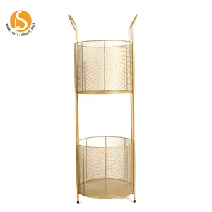 Best Selling Metal Wire Basket Storage Racks 2-Tier Fruit Basket Wrought Iron Holder Decorative