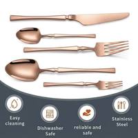 Ensemble de Couverts de Luxe en Acier Inoxydable Doré Rose, Poli Miroir Moderne, pour Mariages, Hôtels et Restaurants