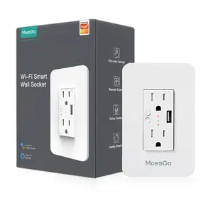 US standard wall socket, Tuya Smart life Wifi Wall Home Sockets Double Outlet Support Google Home and Alexa Moes