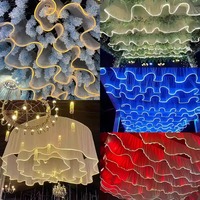 Rideau en gaze ondulée LED blanc avec guirlande lumineuse pour centres de table de mariage et accessoires de décoration de fête