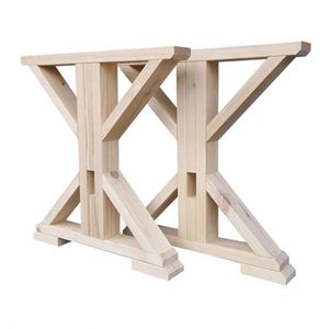 Rubber Wood Carved X-Frame Dining <b>Table</b> <b>Legs</b> with Iron Finish Modern Design for Outdoor & Hospital Use - Product Image 1