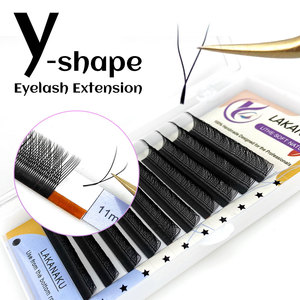 LAKANAKU 0.07 C D L <span class=keywords><strong>M</strong></span> Cuel YY Plateaux d'extensions de <span class=keywords><strong>cils</strong></span> en gros, en fibre PBT coréenne souple, forme Y, fournitures pour extensions de <span class=keywords><strong>cils</strong></span> - Product Image 3