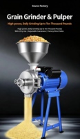 Moulin Électrique à Grains et Poudres Fines, Humide et Sec, pour Usage Domestique et Professionnel, pour Riz, Lait de Soja, Pâte de Riz, Farine et Maïs