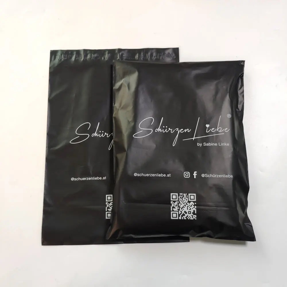 Biodegradable Poly Mailer Compostable Mailing Courier Matte Black Shipping Bags With Logo Custom Printed For Clothing