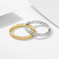 Mlluki Luxus 925 Sterling Silber Vergoldeter Pavé-CZ Eternity Band Ring Mädchengeschenk Anillo Bague
