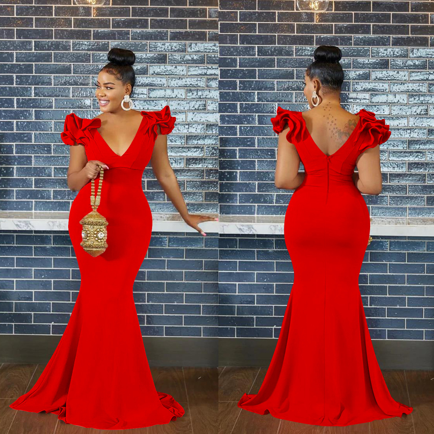 Simple Chiffon Dress V-Neck Maxi A-Line 2025