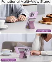 Soporte Magnético para Teléfono, Tarjetero, Cartera de Cuero PU, Soporte de Escritorio con Clip Trasero, Plegable, Flexible y Portátil