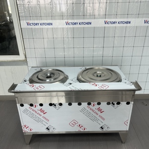 VICTORY KITCHEN Soporte para olla de fideos Dos quemadores de gas Mee Stall 201/304 Salida de fábrica de acero inoxidable Kwali Range Malasia Restaurante - Product Image 6