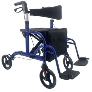 รถช่วยเดินแบบมีล้อ HP Walker Rollator สี่ล้อ พับได้ พร้อมที่นั่งและกระเป๋า สีฟ้า รุ่น HP 5025 - Product Image 2