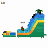 Toboggan aquatique gonflable commercial en PVC à double piste pour adultes avec piscine pour location événementielle