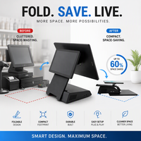 Terminal de point de vente pliable Android Windows avec écran tactile de 15,6 pouces, caisse enregistreuse, vente directe d'usine, fournisseur OEM personnalisé
