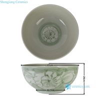 Bol décoratif en porcelaine rustique RZNA12-B Chinoiserie vert et blanc, style peinture à la main, pour la maison de luxe, le hall d'hôtel