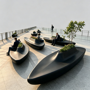 Modular Exterior Lounge Custom Planter <b>Stools</b> for Open Air Theater Audience Area - Product Image 2