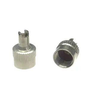 Dual Head Brass Schrader Valve Cap With Key/Valve Core Remover For Car Motorcycle And Truck