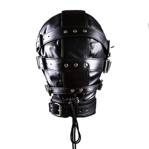 Máscara de cuero suave erótica para adultos, de cobertura completa, con cremallera y múltiples púas, juguete auxiliar SM para disciplina sexual y bondage. - Product Image 2