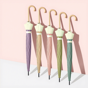 <span class=keywords><strong>Parapluie</strong></span> droit japonais et coréen simple à 16 côtes <span class=keywords><strong>Parapluie</strong></span> semi-automatique à coutures de couleur unie Manche long Schirm à double usage - Product Image 1