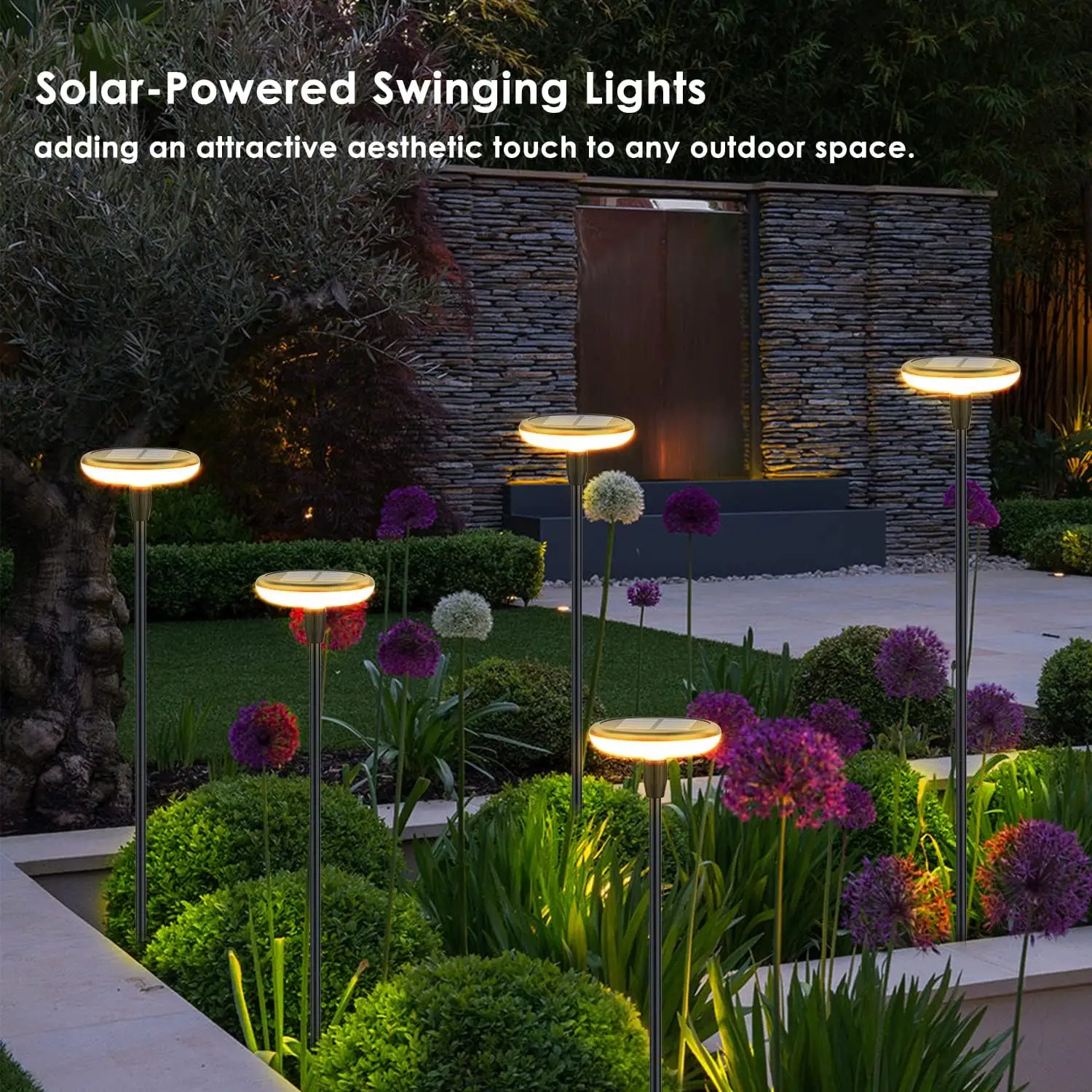 Luce solare oscillante decorazione per le vacanze IP 65 impermeabile a LED bianco caldo decorazione solare da pavimento