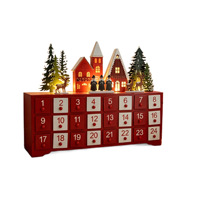 Ornement de calendrier de l'avent de Noël en bois, décor de table lumineux à LED pour le compte à rebours des fêtes, décoration de bureau en forme de maison