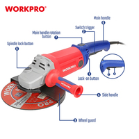 WORKPRO 2200W 230mm Meuleuses d'angle électriques industrielles portables à fil Outil électrique pour le meulage