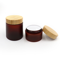 Pots en plastique écologiques de 150g, 250g, 500g avec couvercle en bambou, 8oz, ambrés, givrés, transparents, pour beurre corporel cosmétique
