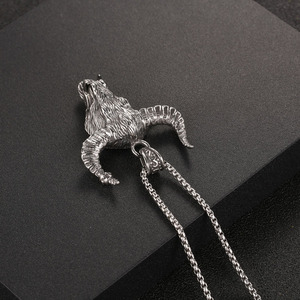 Street Hip Hop Men's <b>Titanium</b> Steel Bull Head Pendant Necklace Animal Zodiac SP822 Stainless Steel <b>Chain</b> Gift - Product Image 4
