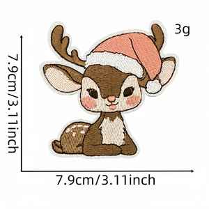 Nouvelle broderie thermocollante mignonne rose Noël Père Noël Bonhomme en pain d'épices Guirlande de neige Sucette Cerf Patch pour la décoration - Product Image 4