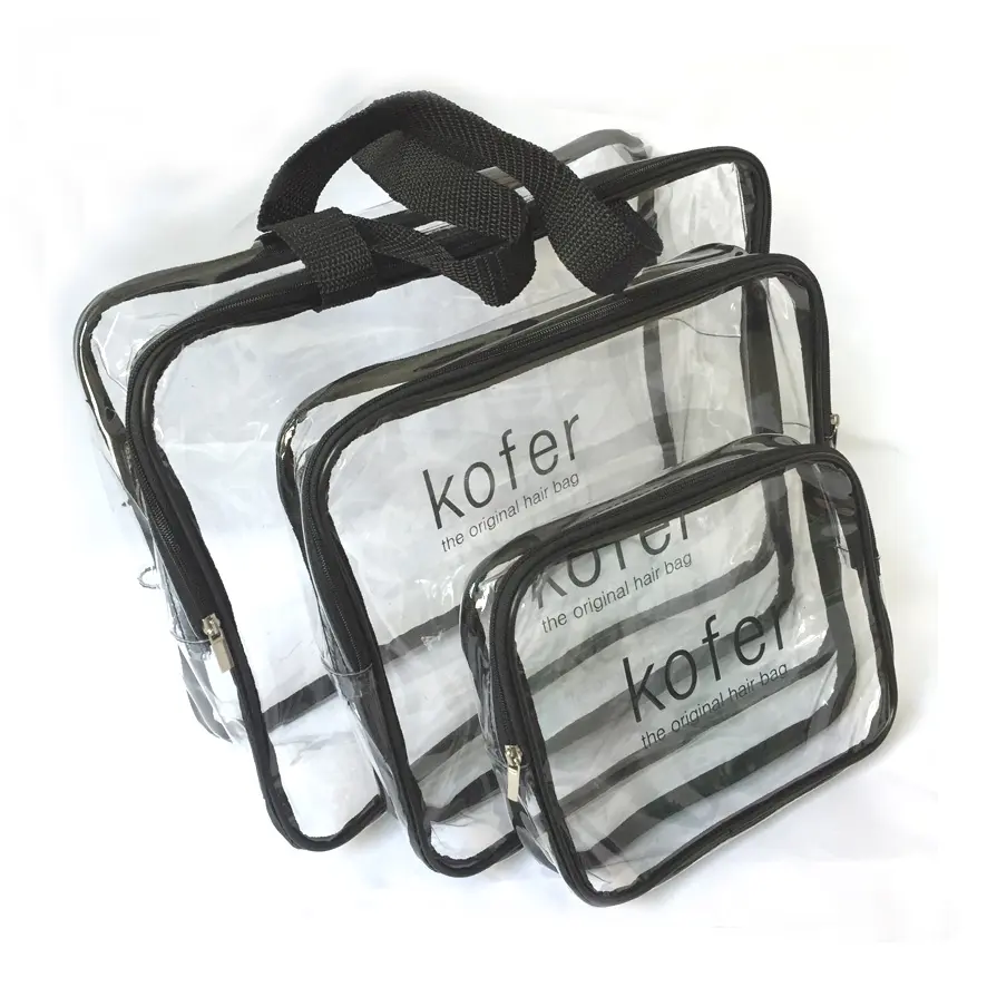 3Pcs Transparent PVC Cosmétique Voyage Trousse de Toilette Kits Imperméable Vinyle Organisateur Maquillage Sacs Avec Fermeture Éclair Poignée Sangles