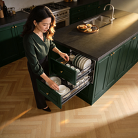 Armoires de cuisine OPPEIN sur mesure, non assemblées, laquées vertes, faciles à assembler, style Shaker, RTA, pour les projets des entrepreneurs