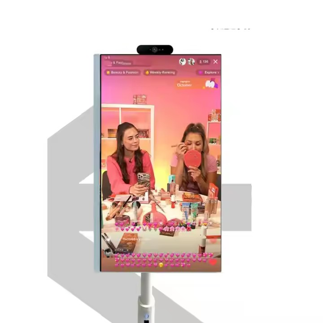 27 Inch 2K Display Stand TV Rotating Touch Screen Smart TV Mobile Portable Interactive Live Broadcast Smart TV on Wheels