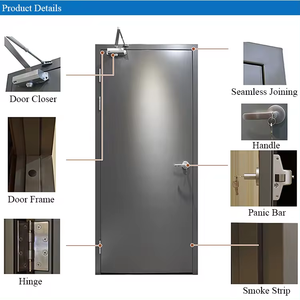 Puerta Metálica Cortafuego para Interiores de Apartamentos, Hoteles y Habitaciones, Puerta de Acero Plana Cortafuego de Una Hoja - Product Image 4