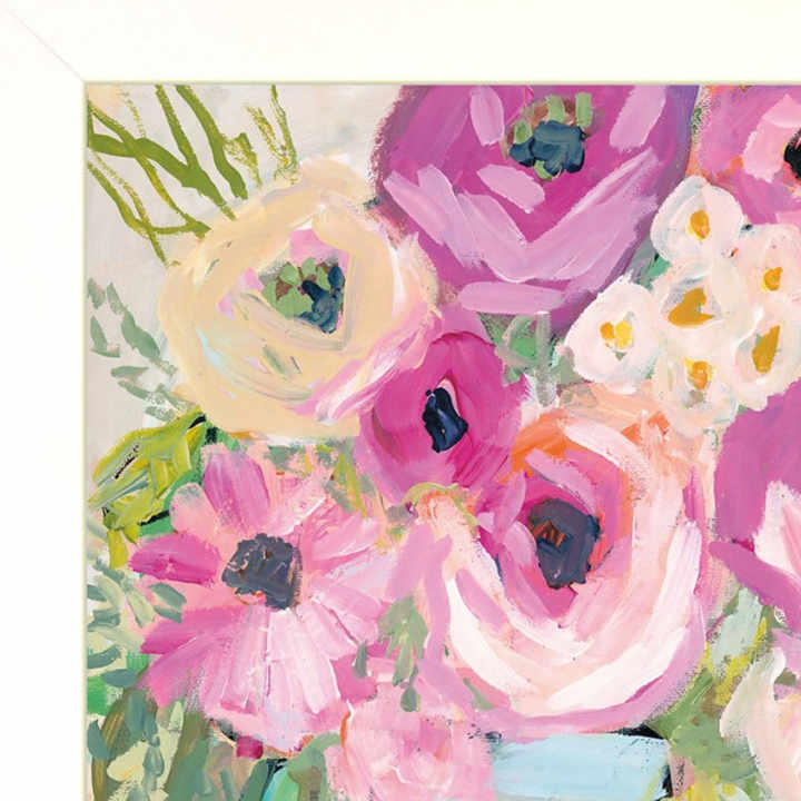 Set of Two Floral Designs White Framed Print Wall Art HMS Collection of Beautiful Flowers Paintings