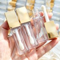 Tube carré vide pour brillant à lèvres de 9,5 ml, flacon de brillant à lèvres argenté ou doré avec capuchon pour emballage cosmétique