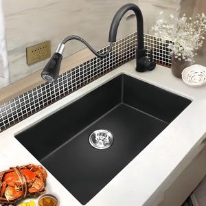 Fregadero de cocina de granito de un solo seno, fregadero de cuarzo bajo encimera, lavabo para verduras, fregadero para lavar platos - Product Image 1