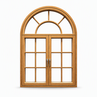 Ventana de Aluminio y Madera Compuesta con Arco, Doble Acristalamiento, Interior de Roble, Personalizada y de Lujo para Proyectos de Villas