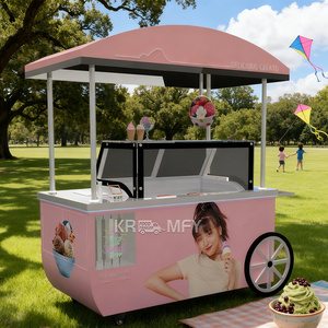 Remolque Congelador Móvil para Helados y Gelato, Carrito de Comida Rápida Remolcable de Metal Resistente a la Corrosión con 2 Estantes - Product Image 3