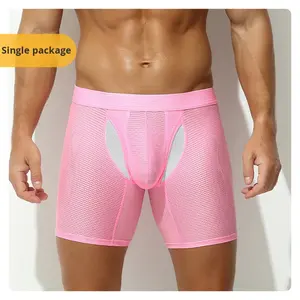 पुरुषों के नायलॉन ने बुना हुआ बॉक्सर ब्रिफ्स अंडरवियर कम वृद्धि वाले बड़े पाउच लुभावनी स्पोर्ट्स एंटी-घर्षण लंबा अंतरिक्ष कैप्सूल - Product Image 6