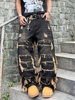 Nouveau style – Jean large en denim pour homme – Tendance explosive – Jean extensible avec patchs – Vente en gros – Jean baggy personnalisé pour homme