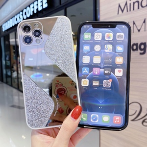 Luxury Glitterแต่งหน้ากระจกสําหรับโทรศัพท์ 15 13 12 11 Pro MAX XS XR Blingเลื่อมซิลิโคนฝาครอบโทรศัพท์กรณี - Product Image 4