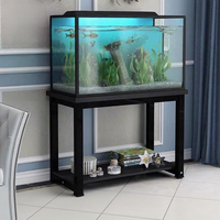 Support d'art en fer métallique écologique double couche Rectangle pour aquarium Base d'armoire pour le salon Table d'aquarium