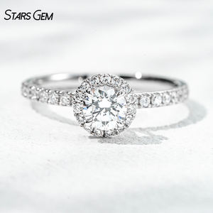 แหวนหมั้นเพชรที่โตในห้องปฏิบัติการ1.18ct 5.2มม. แหวนหมั้นทรงกลมตัดสดใสด้วยรัศมีทองคำขาว18K สไตล์หรูหรา - Product Image 1