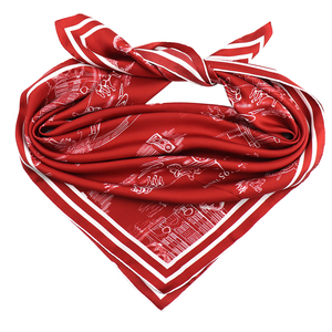 레드 화이트 핸드 롤 디자이너 스카프 맞춤형 맞춤형 로고 드릴 90X90 실크 스퀘어 스카프 - Product Image 3