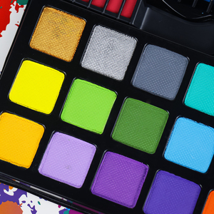 Kit de peinture corporelle professionnelle non toxique à base d'eau pour enfants et adultes, 26 couleurs, maquillage de fête d'Halloween, <span class=keywords><strong>pochoir</strong></span>, pinceau, éponge - Product Image 5