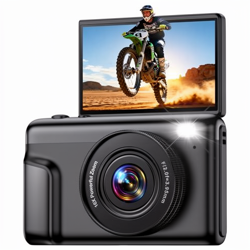 4K Digital Camera for Photography Vlogging 64MP Compact Flip Screen Anti-Shake 16X Zoom CMOS Sensor Travel Gift for Beginners
