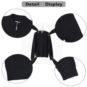 Maglione da <span class=keywords><strong>Uomo</strong></span> in <span class=keywords><strong>Maglia</strong></span> 100% <span class=keywords><strong>Cotone</strong></span> Antipiega Sottile a Maniche Lunghe Invernale Stile Cable Knit con Cerniera 1/4 Pullover Business - Product Image 5