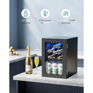EUHOMY 18L Beverage Refrigerator Cooler 24 Cans <b>Mini</b> Fridge Quiet <b>Compressor</b> Countertop Small Fridge Insulated Glass Door - Product Image 6