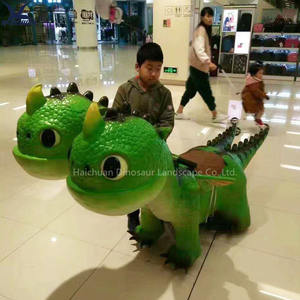 Équipement de parc d'attractions Scooter dragon <span class=keywords><strong>vert</strong></span> à deux têtes <span class=keywords><strong>Centre</strong></span> commercial Voiture pour enfants - Product Image 3